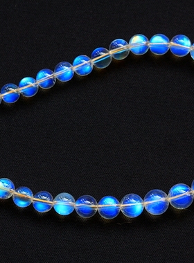 ◆美撼凡尘◆戒面料级别！冰魄蓝光玻璃体蓝彩月光石塔链