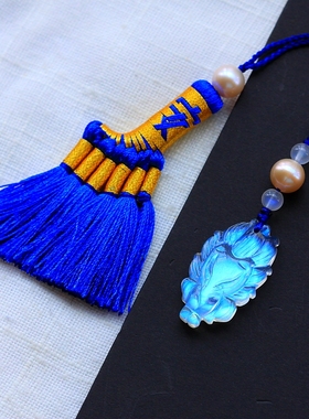 ji品--玻璃体彩虹月光石九尾灵狐金扫帚包挂（或手机链）