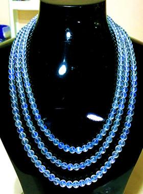 ◆冰透无垠◆店主自戴！高品玻璃体蓝月光石三排项链