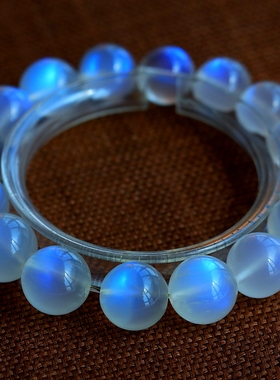强蓝光是月光石的灵魂！精选11.5-13mm超大珠径全家福蓝月光手链