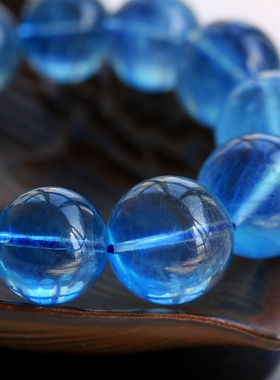 ◆全家福◆店主自戴！超大珠径超清透深湛蓝色海蓝宝圆珠手链