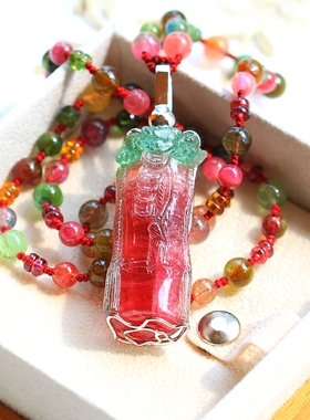 ◆名利双收◆舒服店主收藏！经典红绿西瓜碧玺原石竹节大吊坠