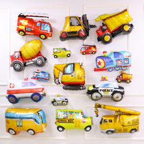 Police car excavator car shape aluminum membrane balloon boy child baby birthday party scene layout decorations