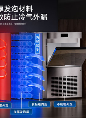 HICON惠康喷淋式制冰机HZB-70D一键自清洗68KG商用大型制冰机