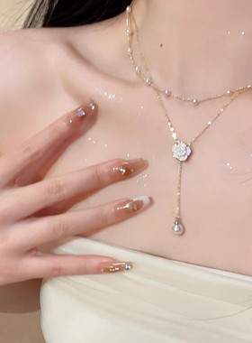 彩色多巴胺项链女小众感百搭轻奢锁骨链小红书爆款饰品