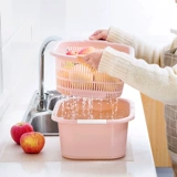 Домашняя двойная -слоя -набор для мытья корзина для мытья корзина, дренирующая корзина дома кухонная корзина для мыть
