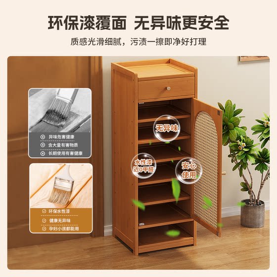 The shoe cabinet is deepened and widened, and the shoe shelves are light, luxurious and high-end.