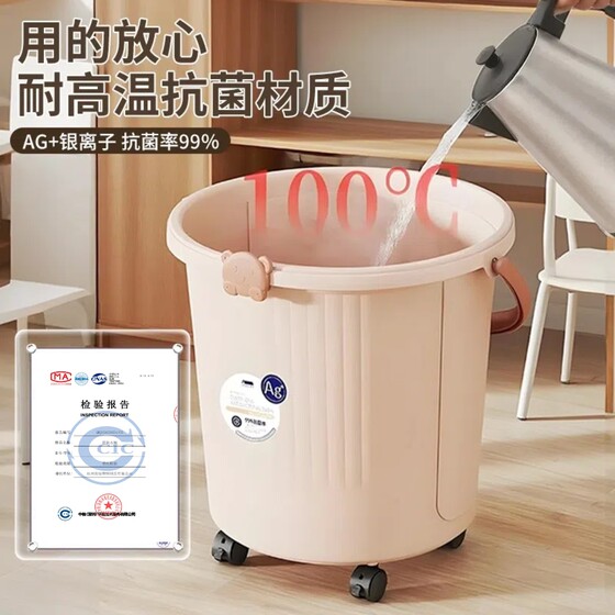 The bucket and basin come with 4 large wheels