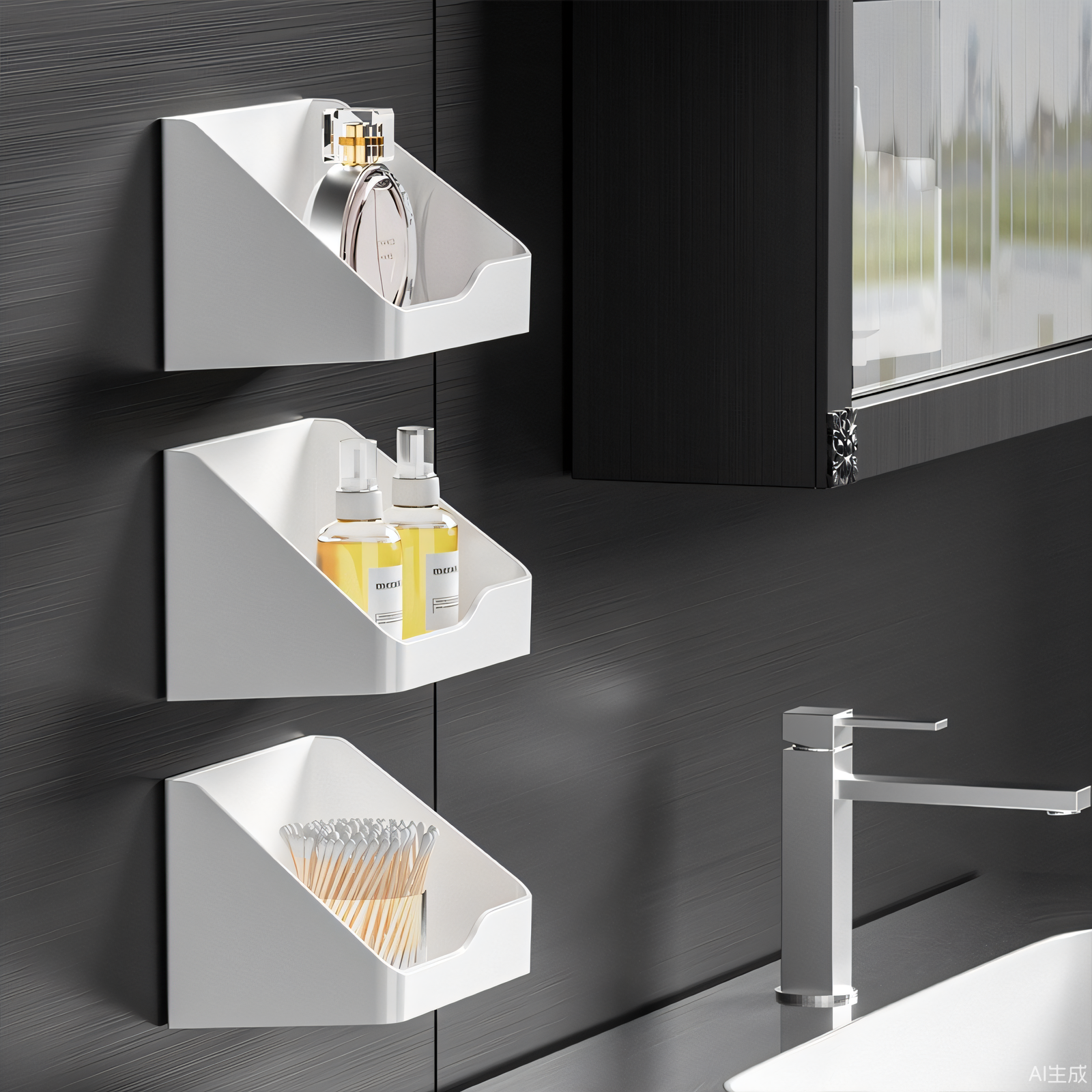 镜柜收纳盒壁挂式化妆品口红护肤品置物架卫生间浴室柜斜口整理盒,淘宝优惠券,粉丝福利购,淘宝优惠卷