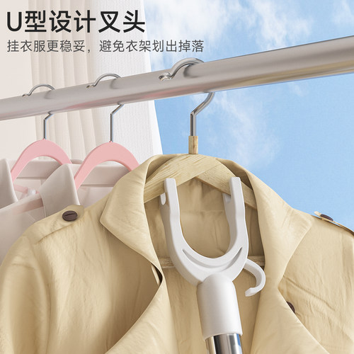 晾衣杆不锈钢伸缩阳台家用晒衣杆宿舍撑衣杆衣丫叉晾衣服叉挂衣杆 - 图2