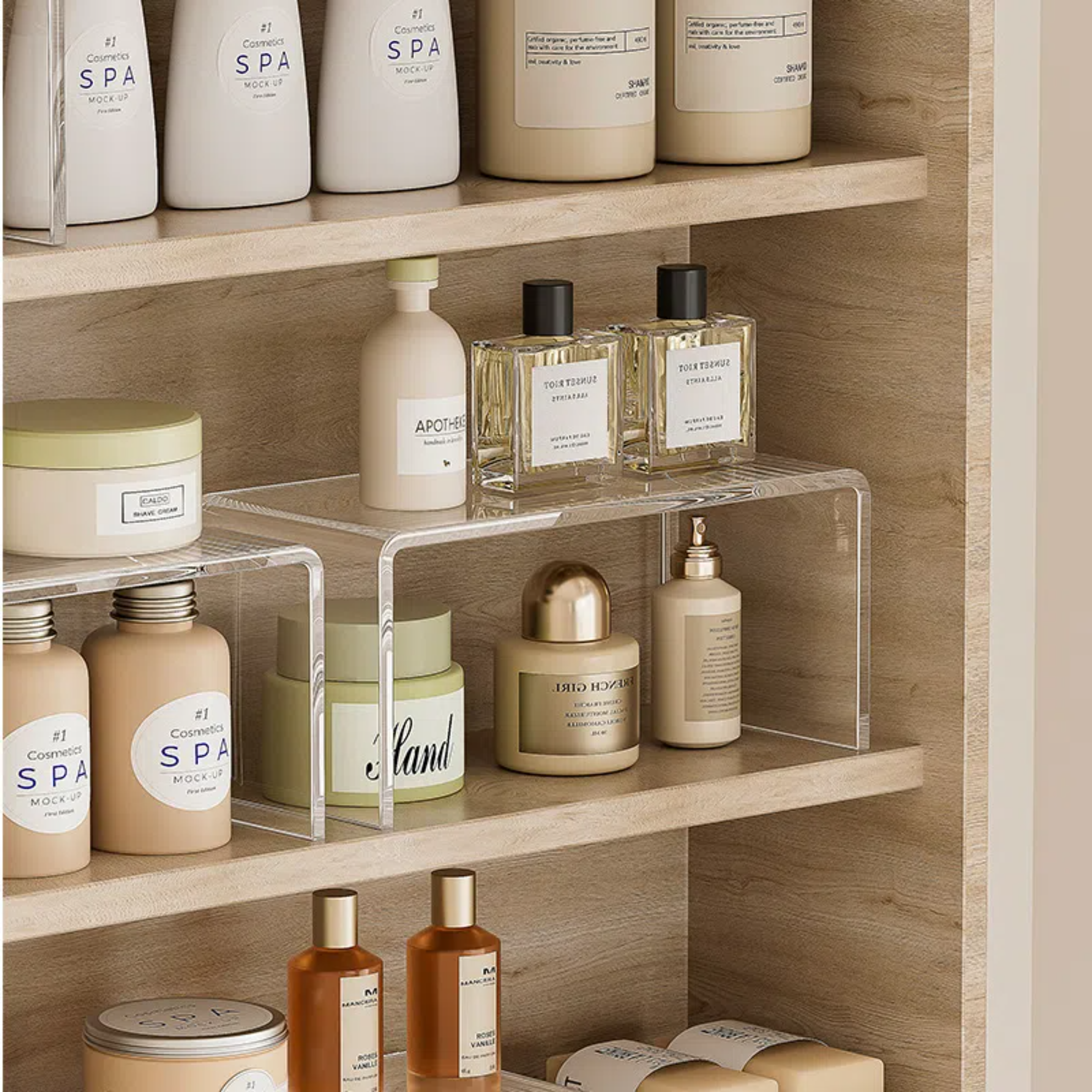 卫生间镜柜内收纳盒化妆品亚克力桌面浴室柜面膜分层隔板架,淘宝优惠券,粉丝福利购,淘宝优惠卷