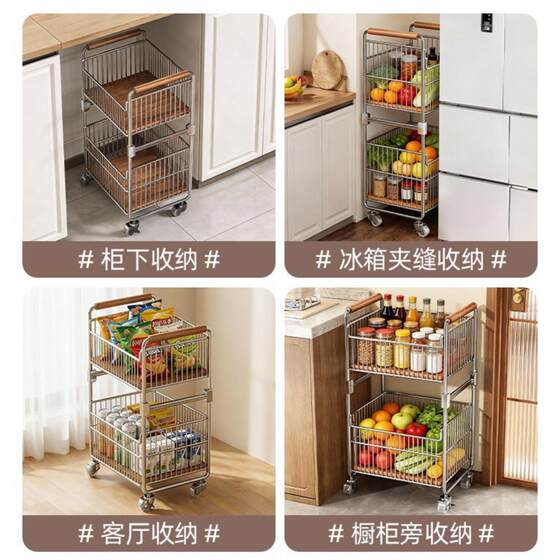 Kitchen rack multifunctional floor trolley for home use
