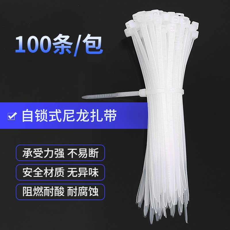 2.5mm宽自锁式尼龙扎带捆线理线带电线收纳整理绑线束线100条装 - 图2