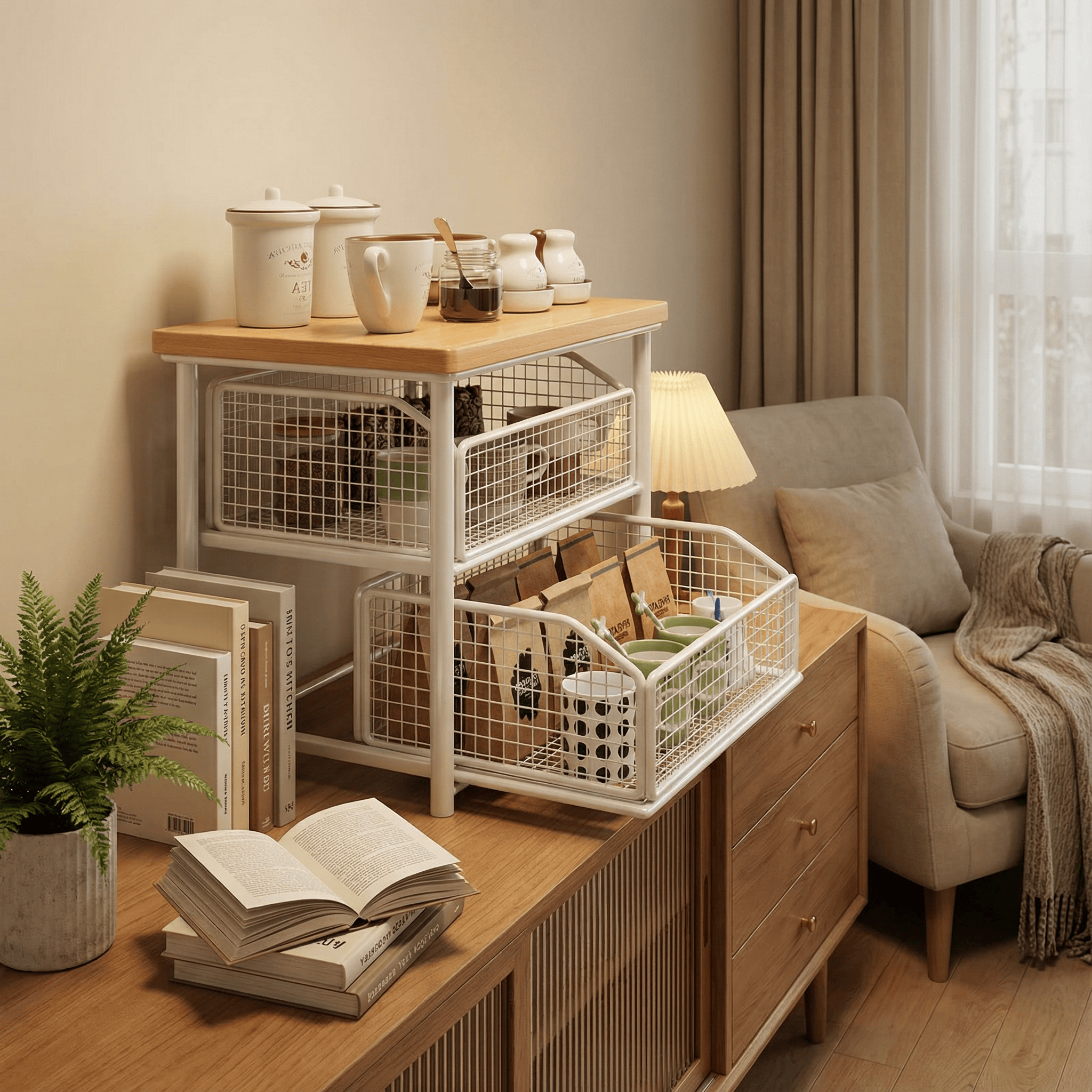 桌面置物架抽拉式水杯架子茶杯具玻璃杯子收纳台面茶包整理储物架,淘宝优惠券,粉丝福利购,淘宝优惠卷