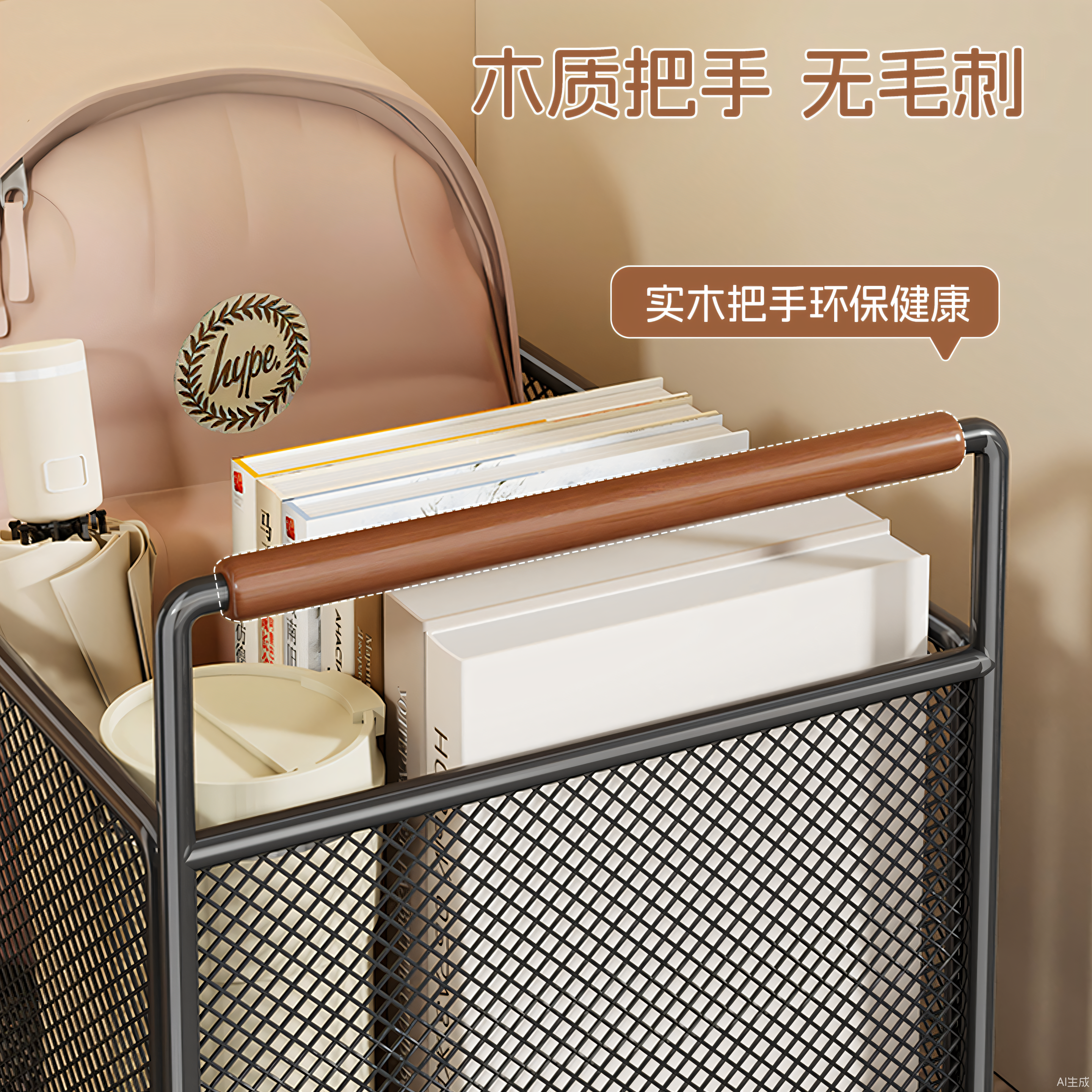 书本收纳箱书包置物架学生教室高中生装书收纳筐桌下带轮家用落地 - 图1