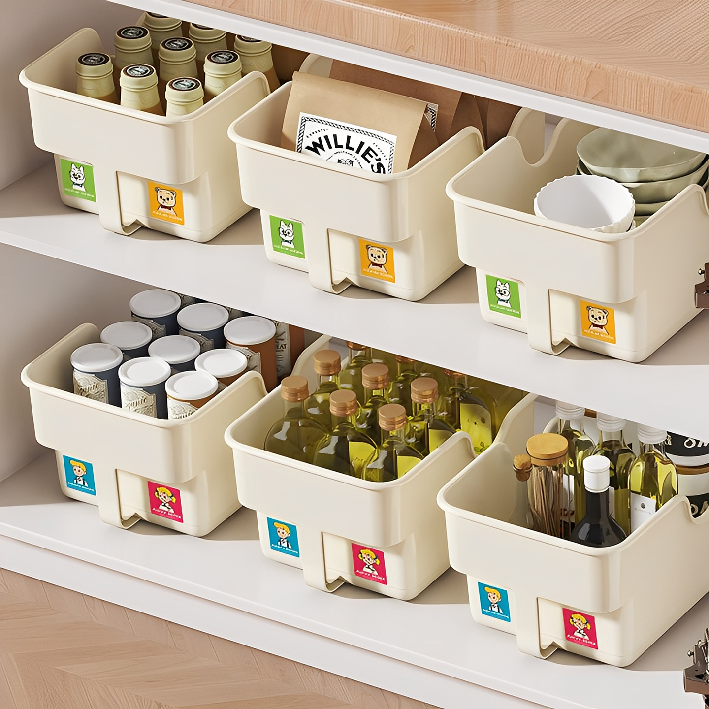 深柜橱柜收纳盒抽屉式滑轮锅具零食调料杂物厨房整理盒直角储物盒 - 图2