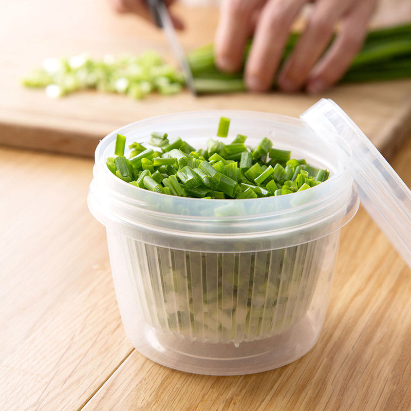 居家家葱姜蒜保鲜盒冰箱专用食品级装葱花备菜盒沥水密封小收纳盒 - 图0