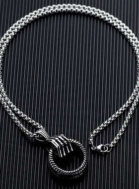 骷髅手环钛钢男士朋克风锁骨链