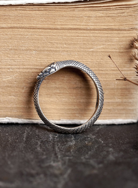 纯银蛇戒指男潮嘻哈女单身戒尾戒