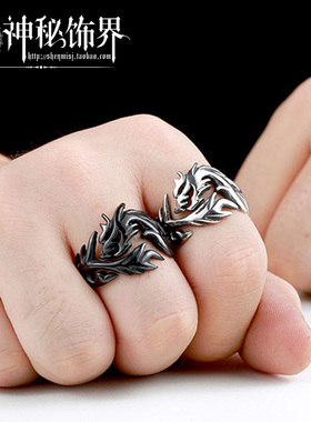 钛钢龙戒指男个性霸气单身戒子