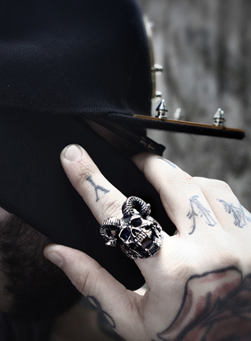 钛钢恶魔骷髅戒指男潮朋克霸气