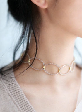 项链闪耀choker天鹅颈黑色茶色