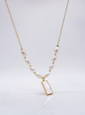 贝母珍珠锁骨链高光温柔OL法式