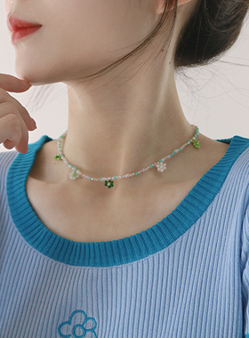 原创设计春日的小森系锁骨链