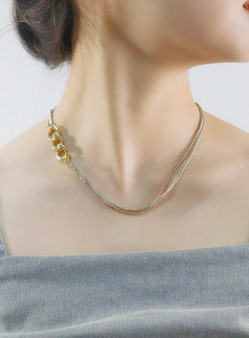 中性炫酷风金属链条造型气场项链