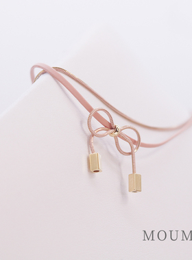 m家简约初恋粉choker粉色蝴蝶结