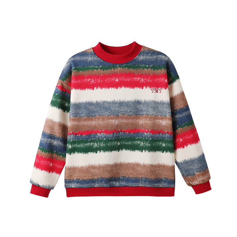 2025新款韩版撞色加绒卫衣亲子装秋冬款彩色加绒卫衣家庭装上衣潮,淘宝优惠券,粉丝福利购,淘宝优惠卷