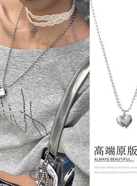 珍珠项链爱心吊坠轻奢小众十字毛衣链叠戴卫衣配饰纯欲蕾丝绑带