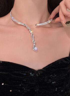 AA6199矜贵千金闪钻流苏发箍项链女两戴轻奢小众高级感项圈颈链