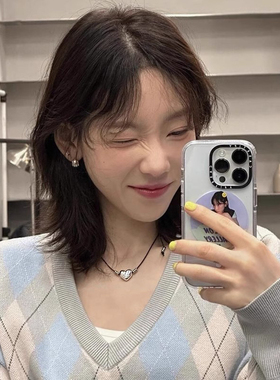 金属爱心皮革项链女韩国小众设计复古个性百搭气质网红颈链锁骨