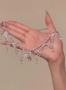 银色水滴珍珠项链女高级感宴会晚礼服颈链气质锁骨链配饰