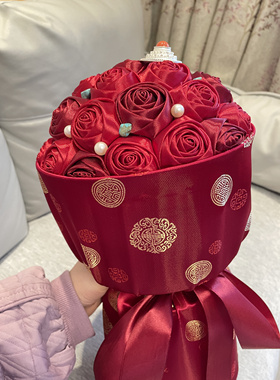 原创手工制作玫瑰花蒙式藏式新娘手捧花生日结婚情人节礼物永生花