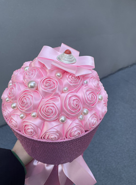 2025新款小香风丝带玫瑰花藏族元素手工制作手捧花永生花生日礼物
