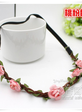波西米亚海边伴娘度假花朵发带