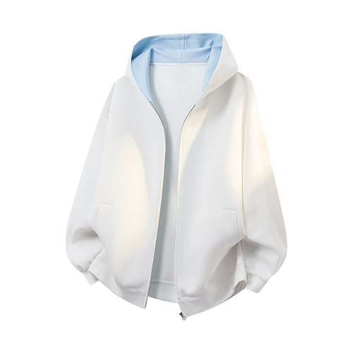 啄木鸟连帽外套男款春秋季潮牌2025新款开衫卫衣加绒宽松休闲夹克 - 图0