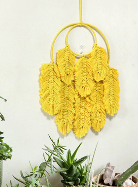 Feather Leaf Wall Decoration Pendant Hand Woven Tapestry Sim