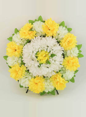 厂家仿真菊花花圈批发清明祭祀扫墓上坟陵园墓碑摆放塑料绢花包邮