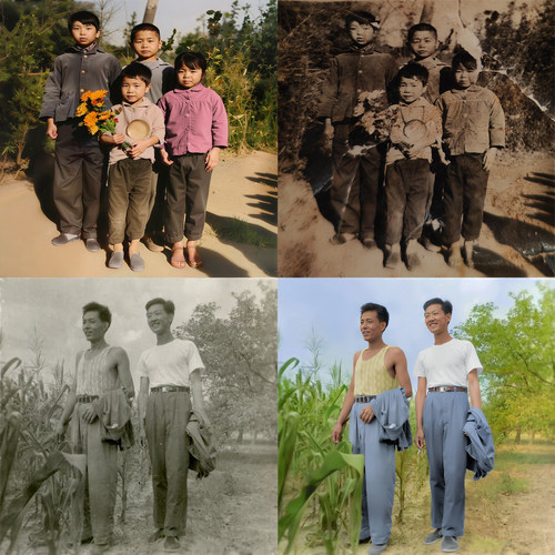 破损坏老旧小图照片精细修复补模糊翻新上色彩放大图高清晰度处理 - 图1