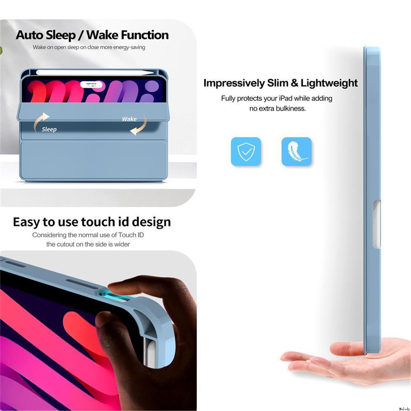 适用iPad Pro 11 12.9 Air4/5 pro 10.5 ipad 10.2 9.7 ipad 10gen Detachable Magnetic Case磁吸拆分保护壳 - 图3