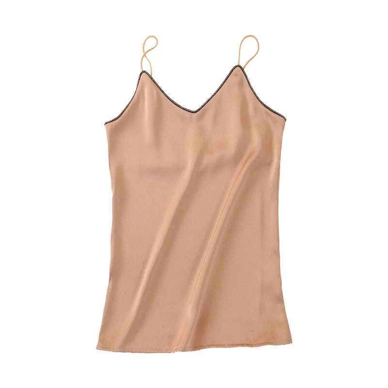 Silk sexy base body-friendly tank top, V-neckline, loose fit