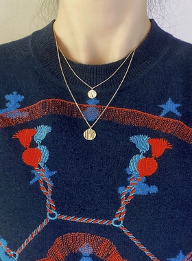 FADOOOJ10k黄金几何圆盘项链