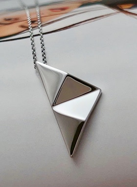 925银极简冷淡几何三角长项链