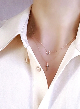 日系10k黄金天然钻石迷你锁骨链