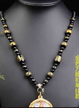 6毫米黑玛瑙佛牌链子 快拆扣吊坠链 万能扣挂链 男女款单挂三挂