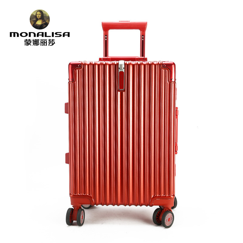 蒙娜丽莎拉杆箱行李箱铝框万向轮黑密码箱子NTW51031/51041旅行箱 - 图1