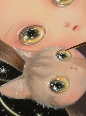 当代艺术家AICA 猫咪你女孩限量版画 亲签正品装饰画可爱动漫潮流